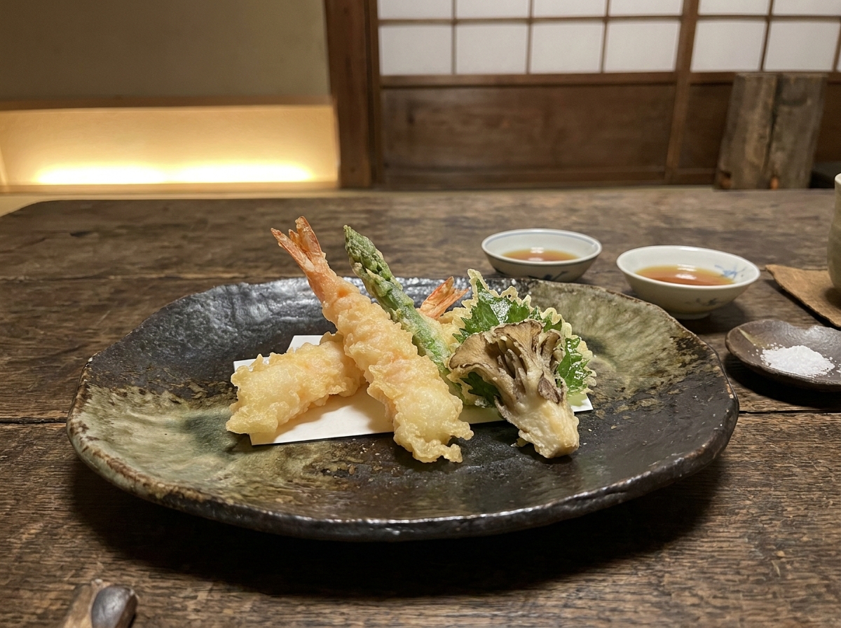 美しく盛られた天ぷら